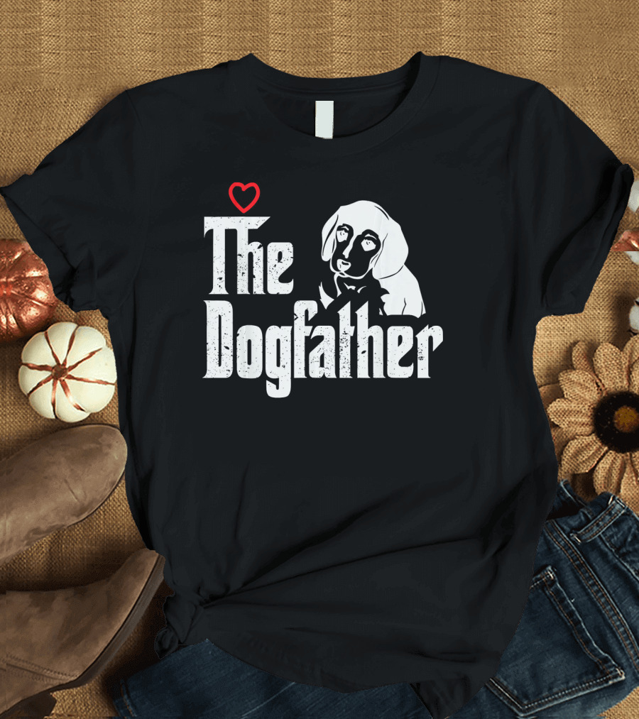The Dogfather Beagle Dog Dad Heart T-Shirt