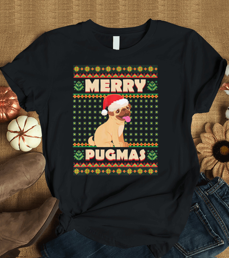 Merry Pugmas Christmas Dog Life Aneisha T-Shirt