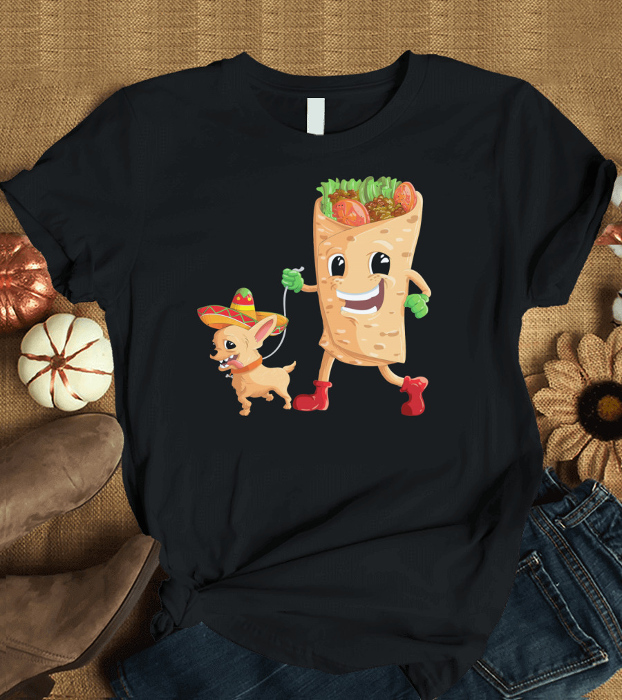 Cinco De Mayo Funny Chihuahua Sombrero Taco Walking T-Shirt