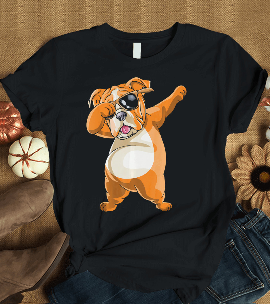 Dabbing English Bulldog with Sunglasses Dab Pose T-Shirt