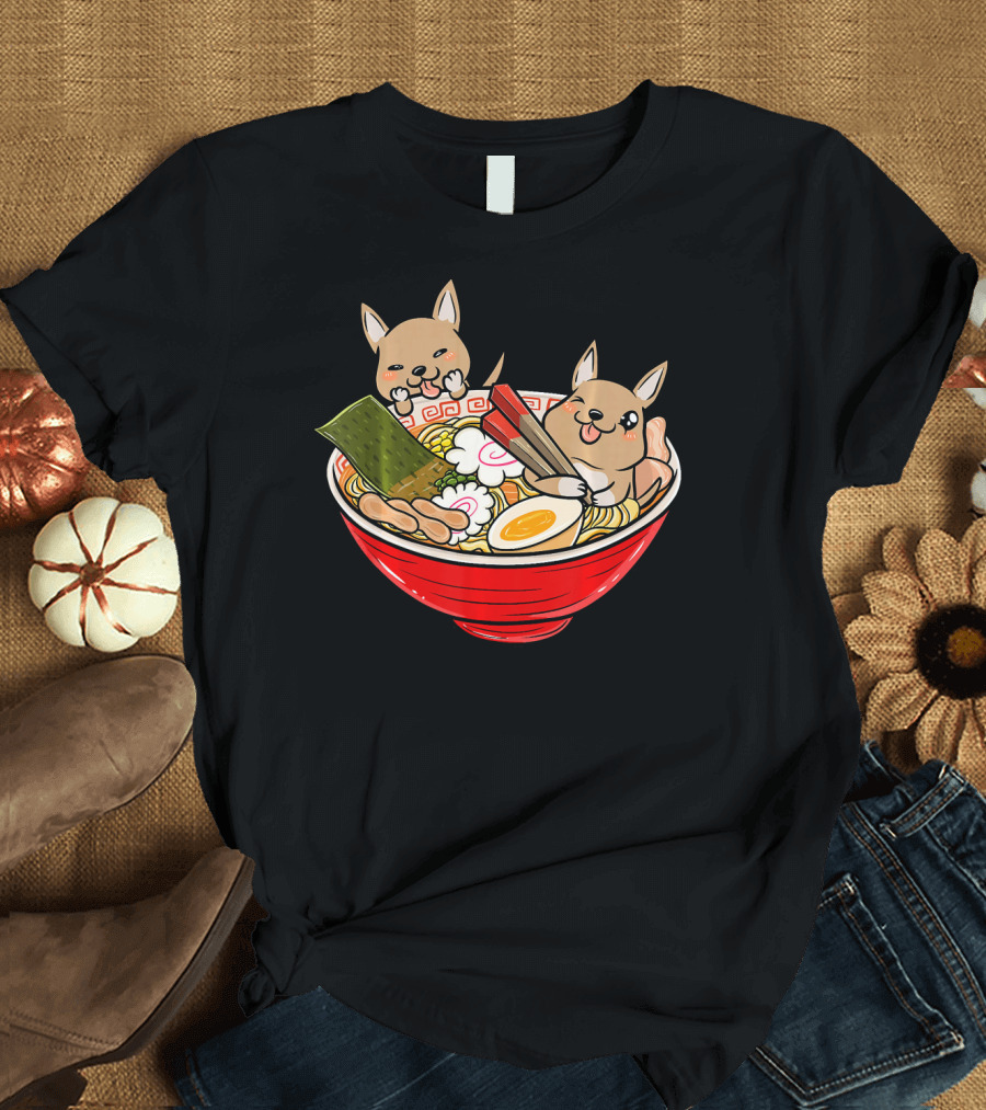 Chihuahua Kawaii Japanese Ramen Bowl Fun T-Shirt