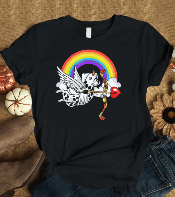 T-Shirt: Dalmatian Dog Unicorn Cupid with Rainbow Bow and Arrow T-Shirt Dalmatian Dog Unicorn Cupid with Rainbow Bow and Arrow T-Shirt