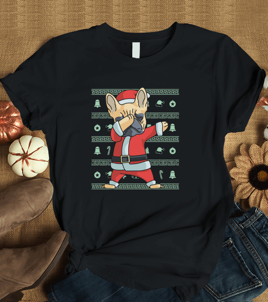 Santa Dabbing French Bulldog Ugly Christmas T-Shirt