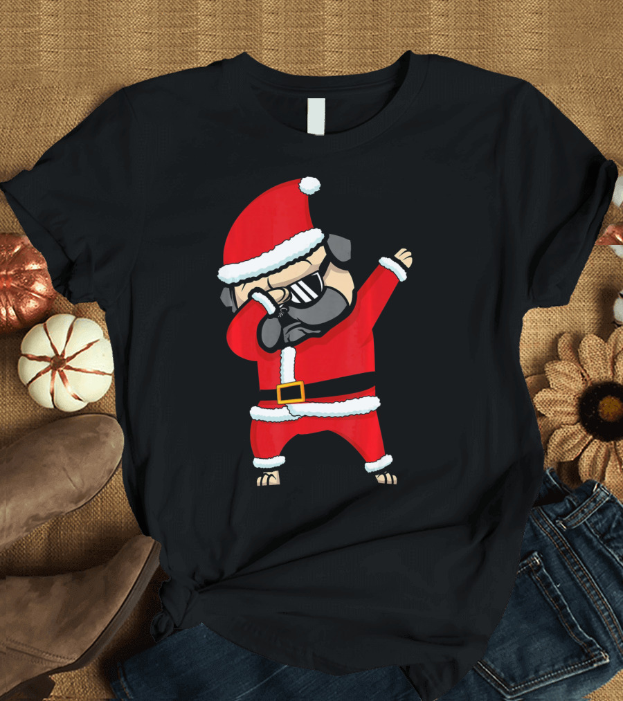 Santa Claus Dabbing Pug T-Shirt