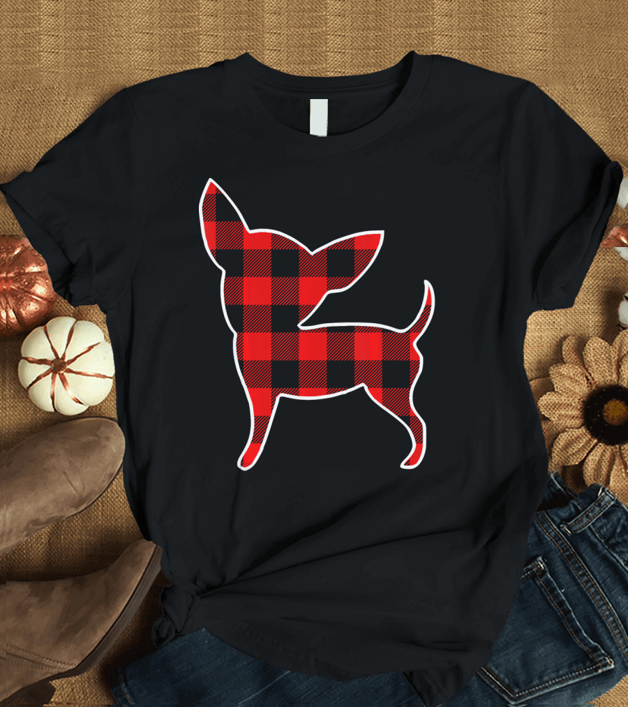 Chihuahua Red Buffalo Plaid Dog Pup Matching T-Shirt