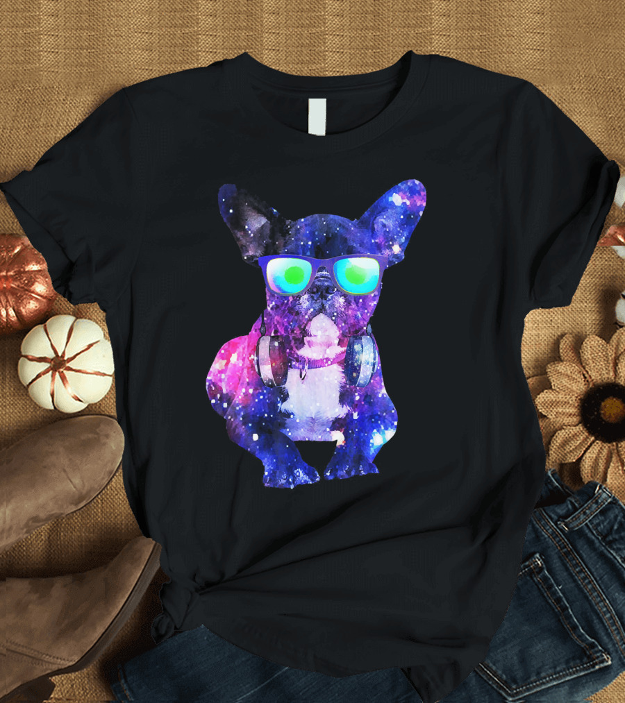 French Bulldog DJ Space Galaxy Music Lover T-Shirt