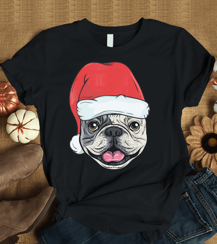French Bulldog Santa Christmas Kids T-Shirt