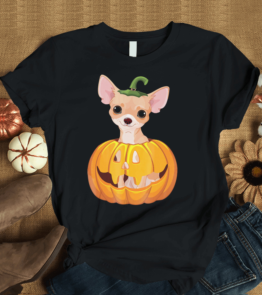 Funny Chihuahua Halloween Pumpkin Costume Chihua T-Shirt