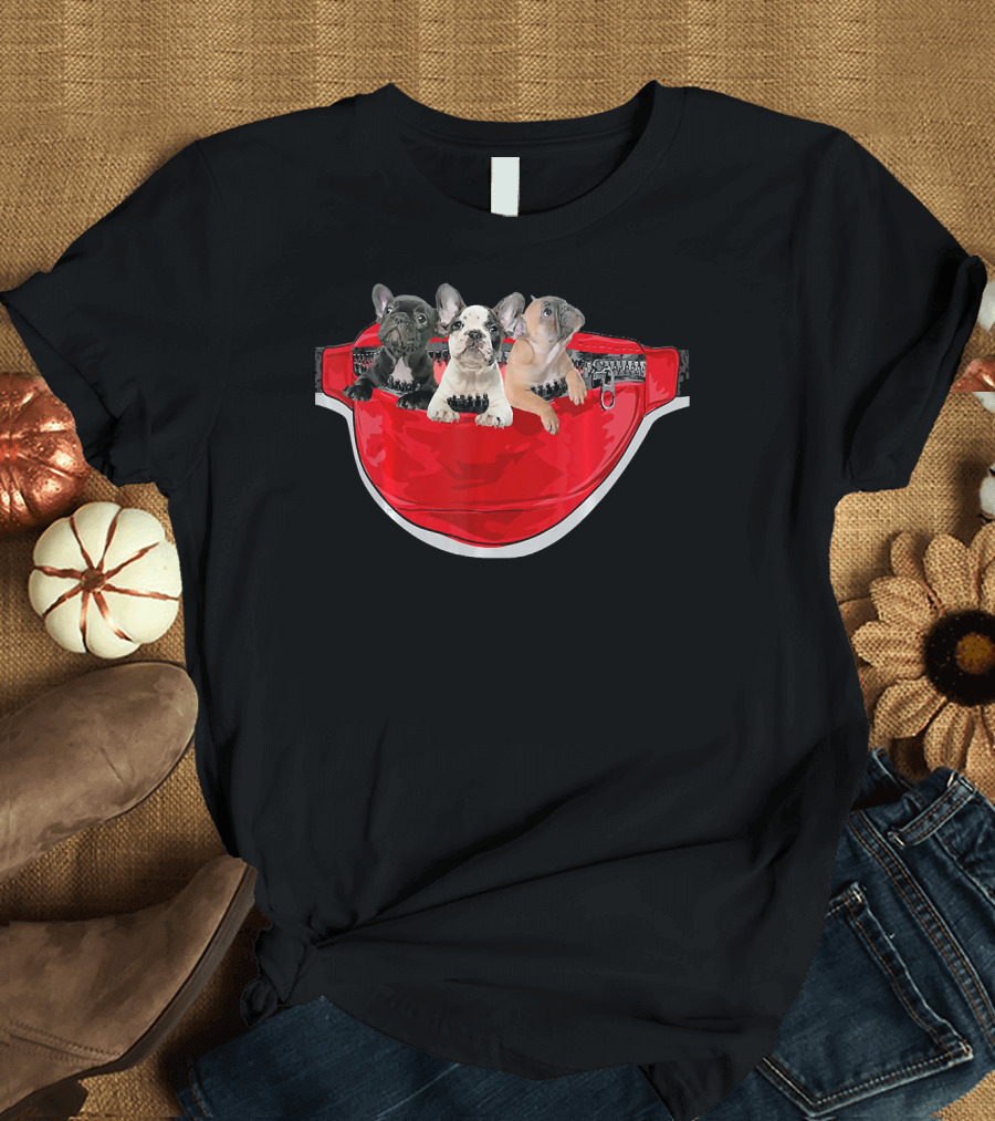 Funny French Bulldog Waist Pack Puppies in Red Pouch Dog Pochette T-Shirt