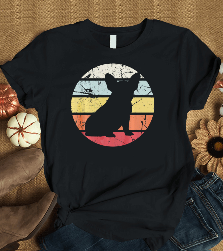 Fine Distressed Retro Vintage French Bulldog Sunset T-Shirt