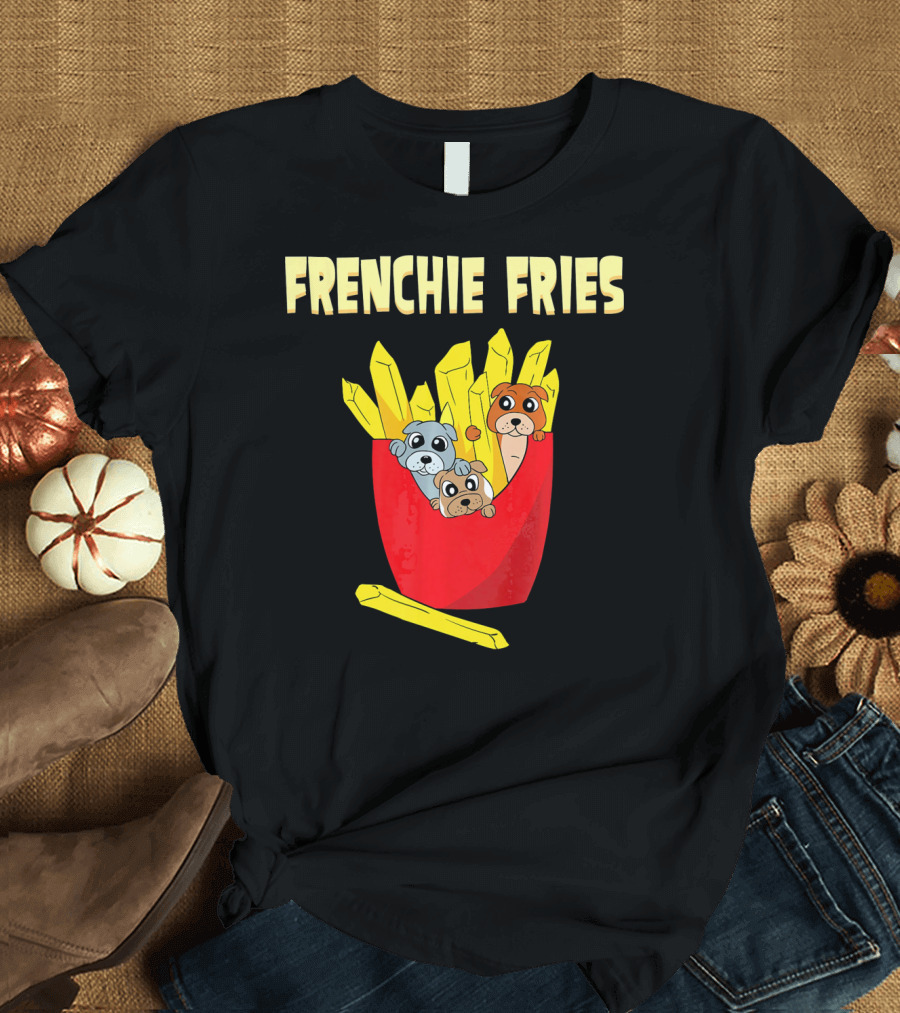 Frenchie Fries Funny French Bulldog Puppies in Fry Box T-Shirt