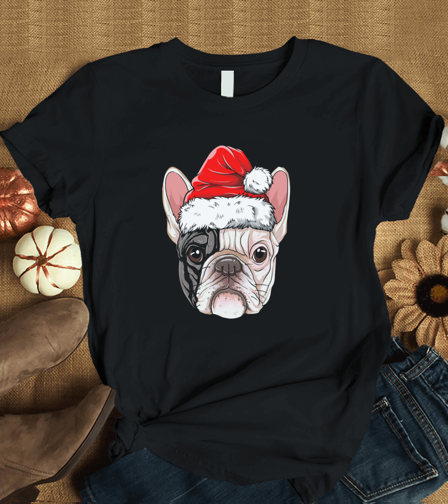 French Bulldog Christmas Santa Hat Dog T-Shirt