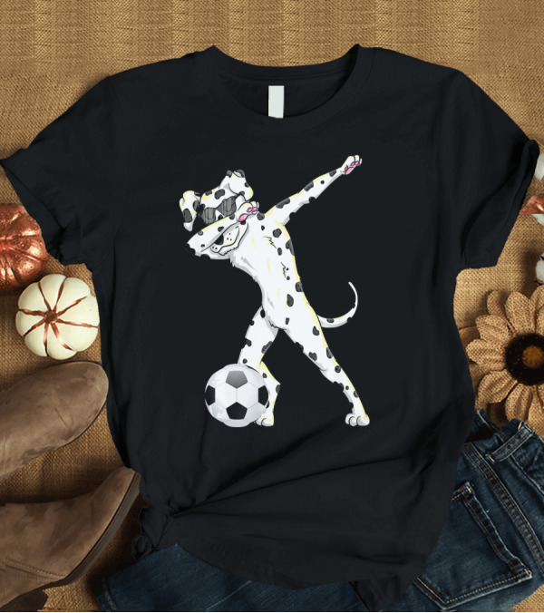T-Shirt: Funny Soccer Dalmatian Doing the Dab with Soccer Ball T-Shirt Funny Soccer Dalmatian Doing the Dab with Soccer Ball T-Shirt