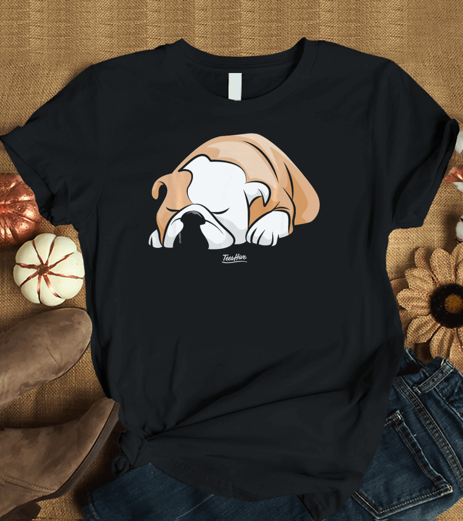 Funny English Bulldog Sleeping Cute Bull TeesHive T-Shirt