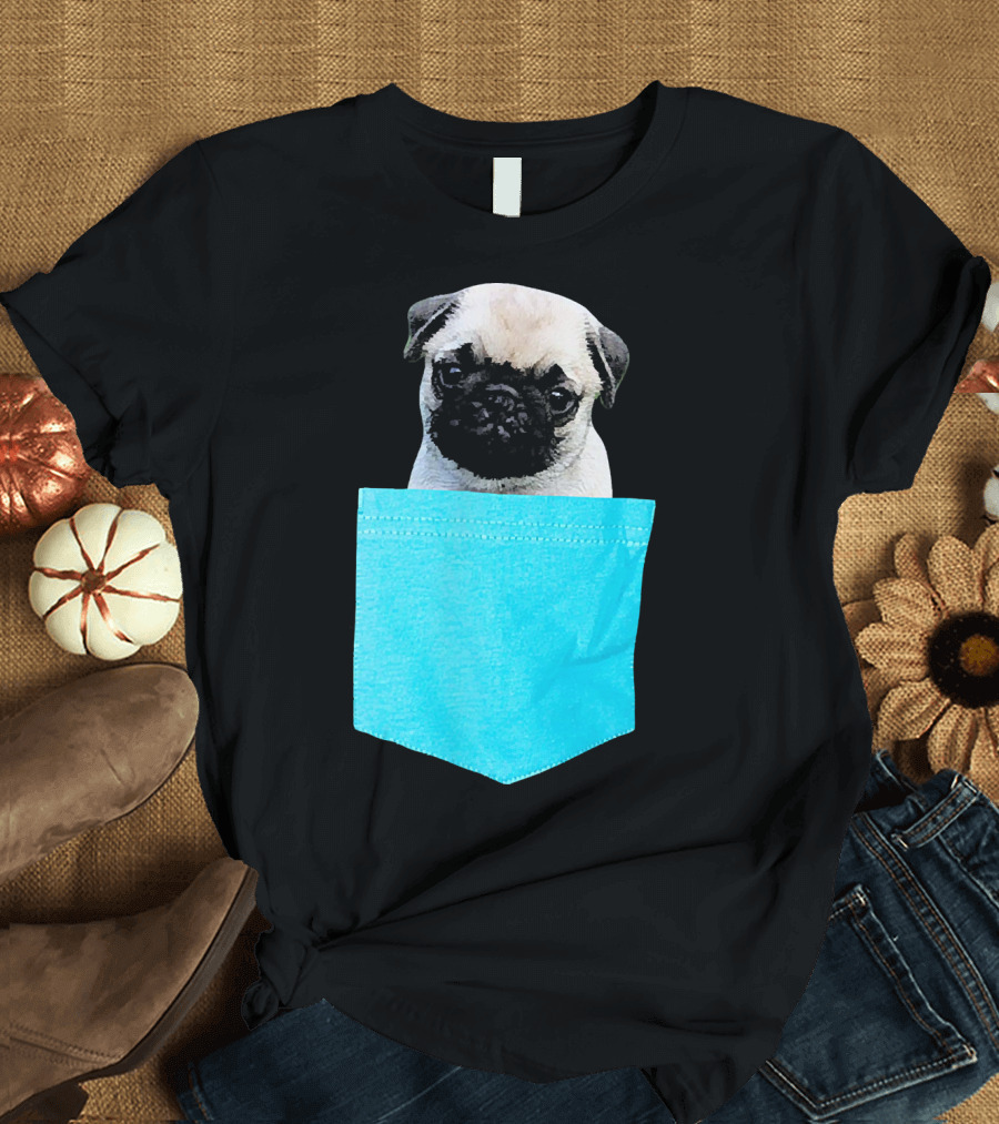 Pug in Pocket Shirt with Cute Dog T-Shirt