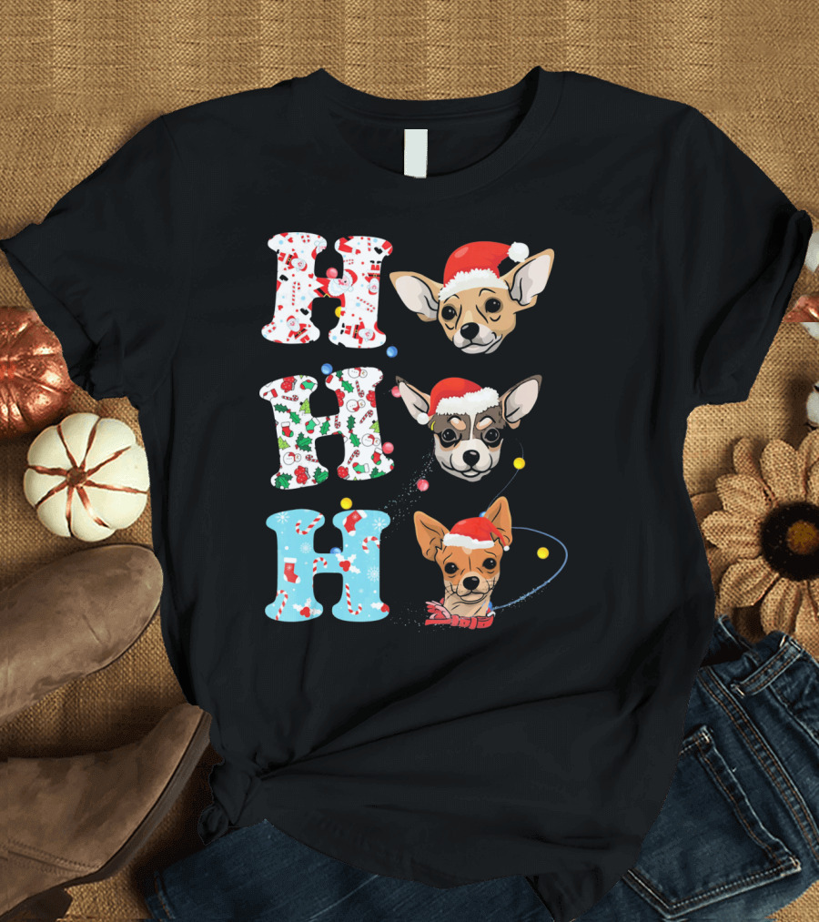 Ho Ho Ho Chihuahua Santa Christmas Animal Holiday T-Shirt