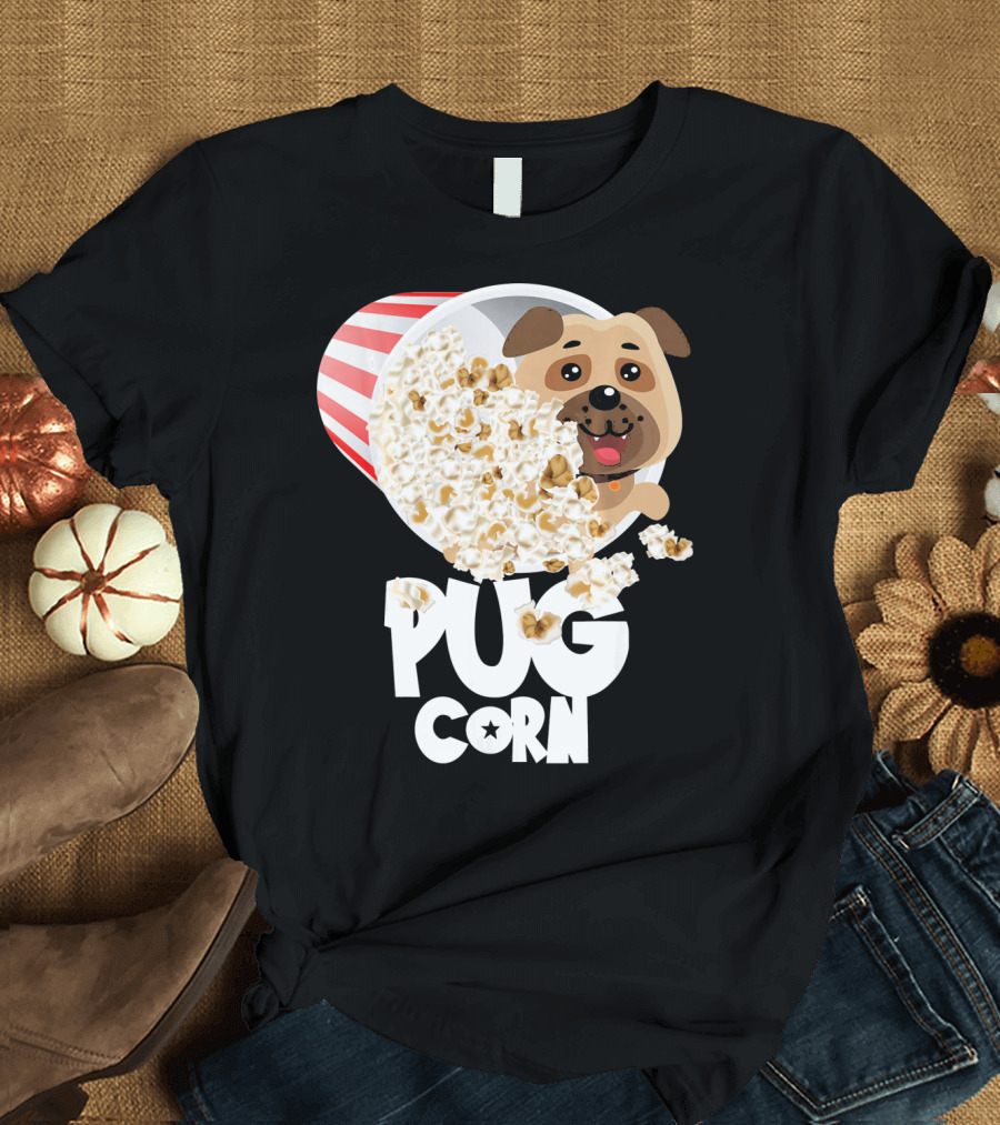 Pug Corn Funny Popcorn Pug T-Shirt