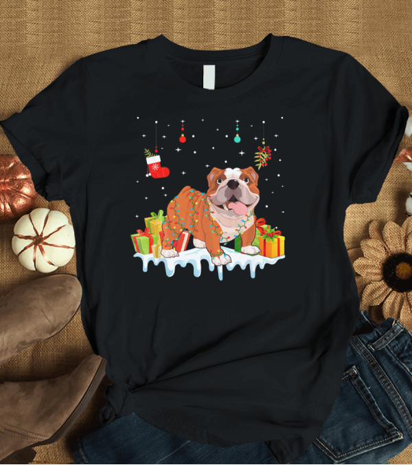 T-Shirt: Matching Christmas French Bulldog with Wrapped Presents and Holiday Decor T-Shirt Matching Christmas French Bulldog with Wrapped Presents and Holiday Decor T-Shirt