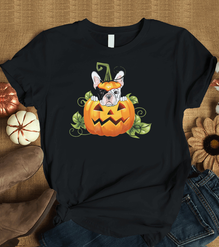 Pumpkin Frenchie Funny French Bulldog Halloween T-Shirt