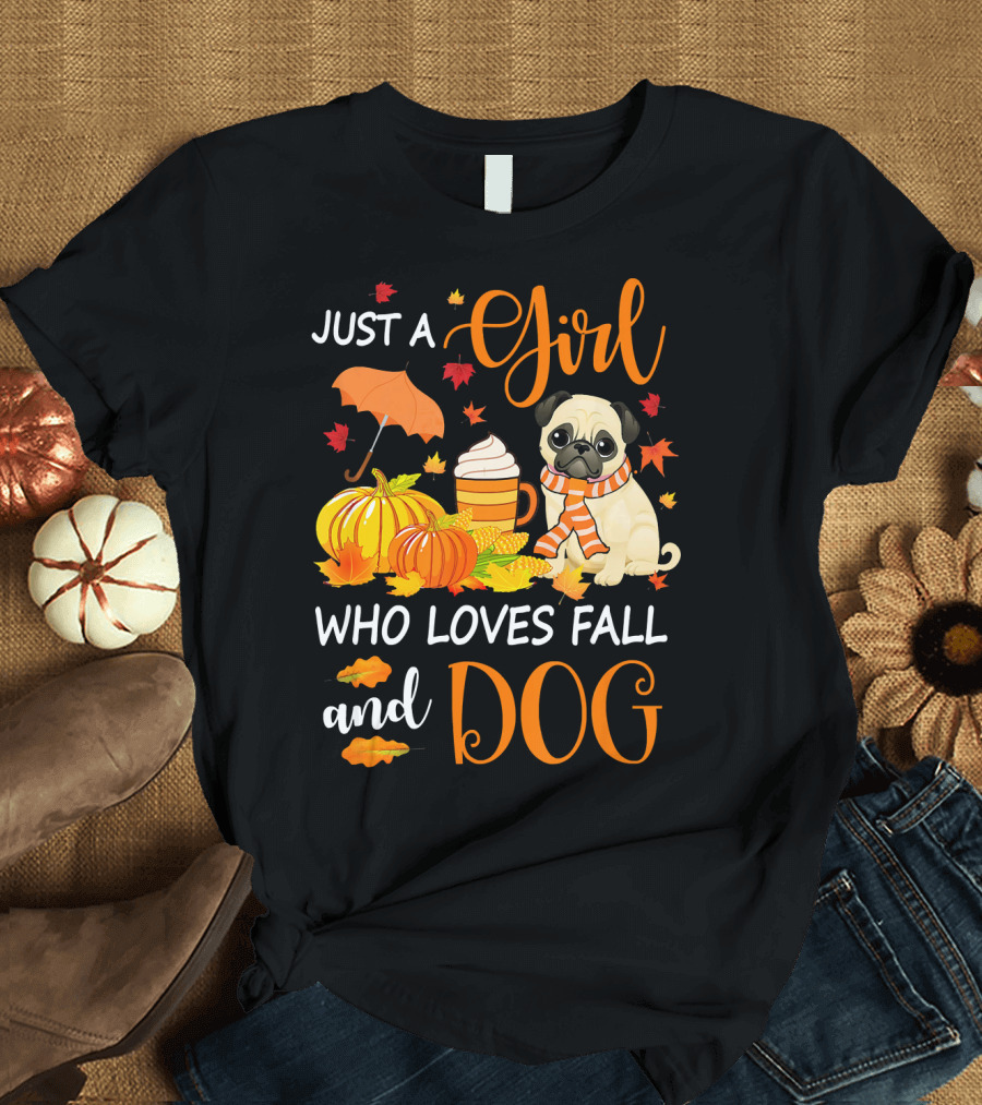 Just A Girl Who Loves Fall And Dog T-Shirt