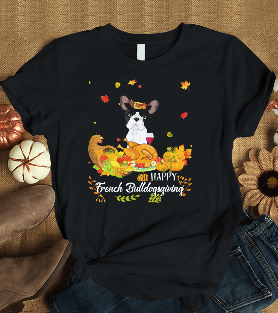 Happy French Bulldogsgiving Thanksgiving Dog T-Shirt