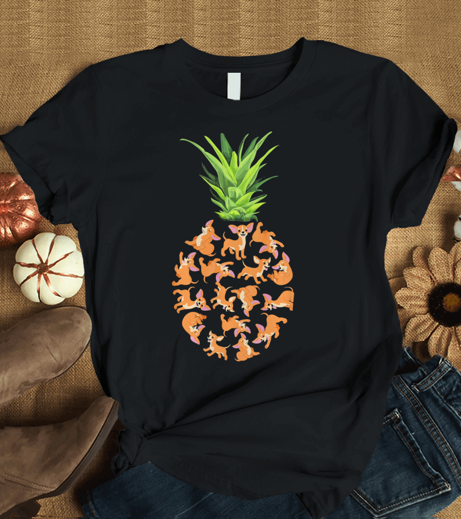 Pineapple Chihuahua Summer Playful Pup Gathering T-Shirt