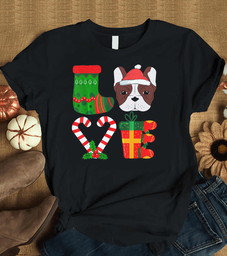 Lover French Bulldog Christmas Holiday Love T-Shirt