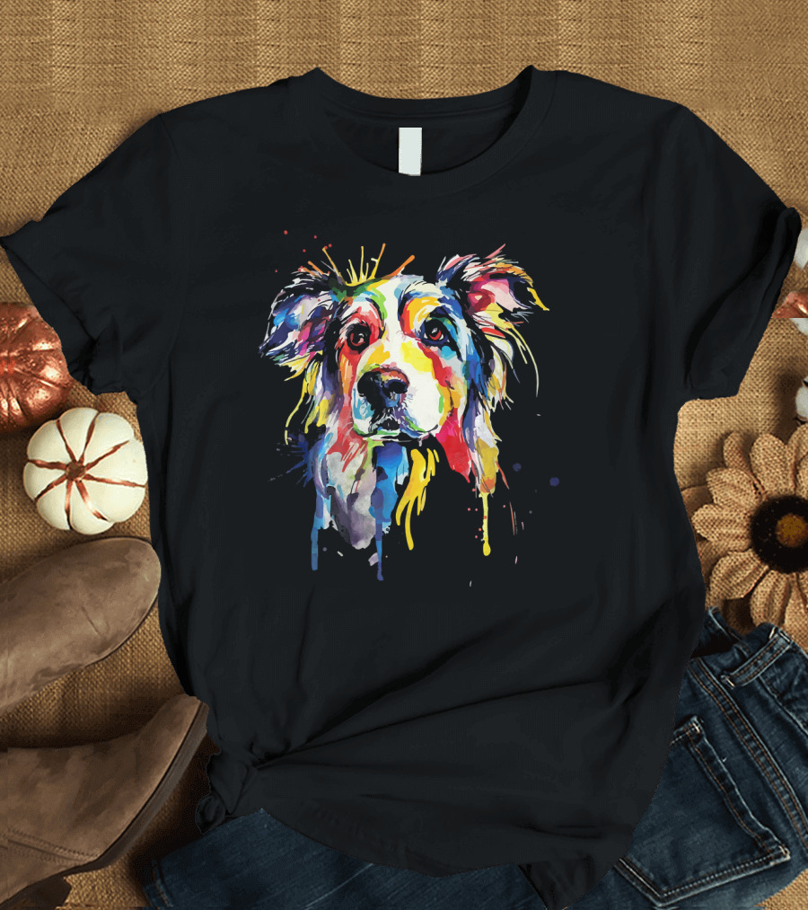 Border Collie Vibrant Paint Splash T-Shirt