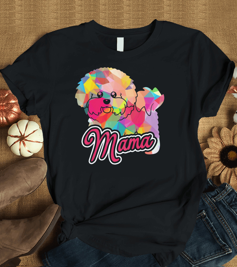 Bichon Frise Mama Colorful Geometric T-Shirt