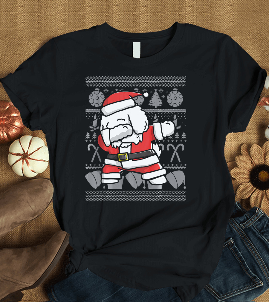 Santa Dabbing Bichon Frise Dab Dance Funny Christmas Dog T-Shirt