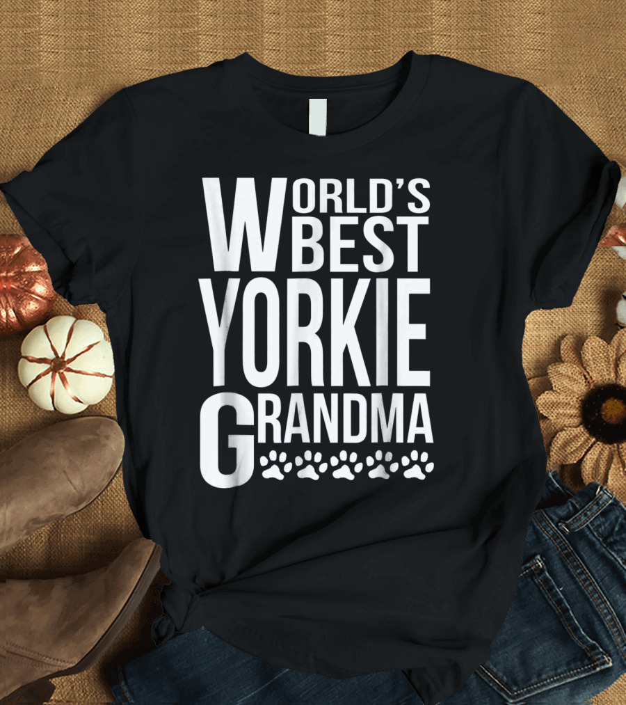 World's Best Yorkie Grandma Paw Prints T-Shirt