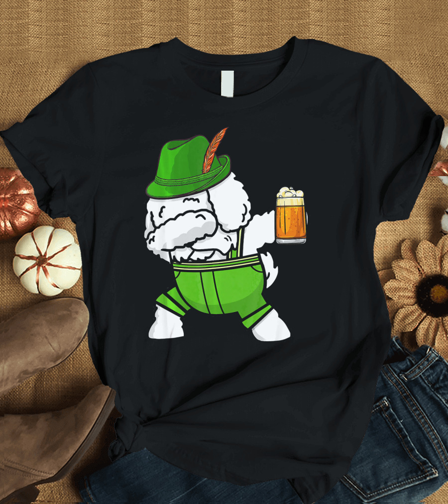 Dabbing Bichon Frise Oktoberfest Green Outfit Beer Mug T-Shirt