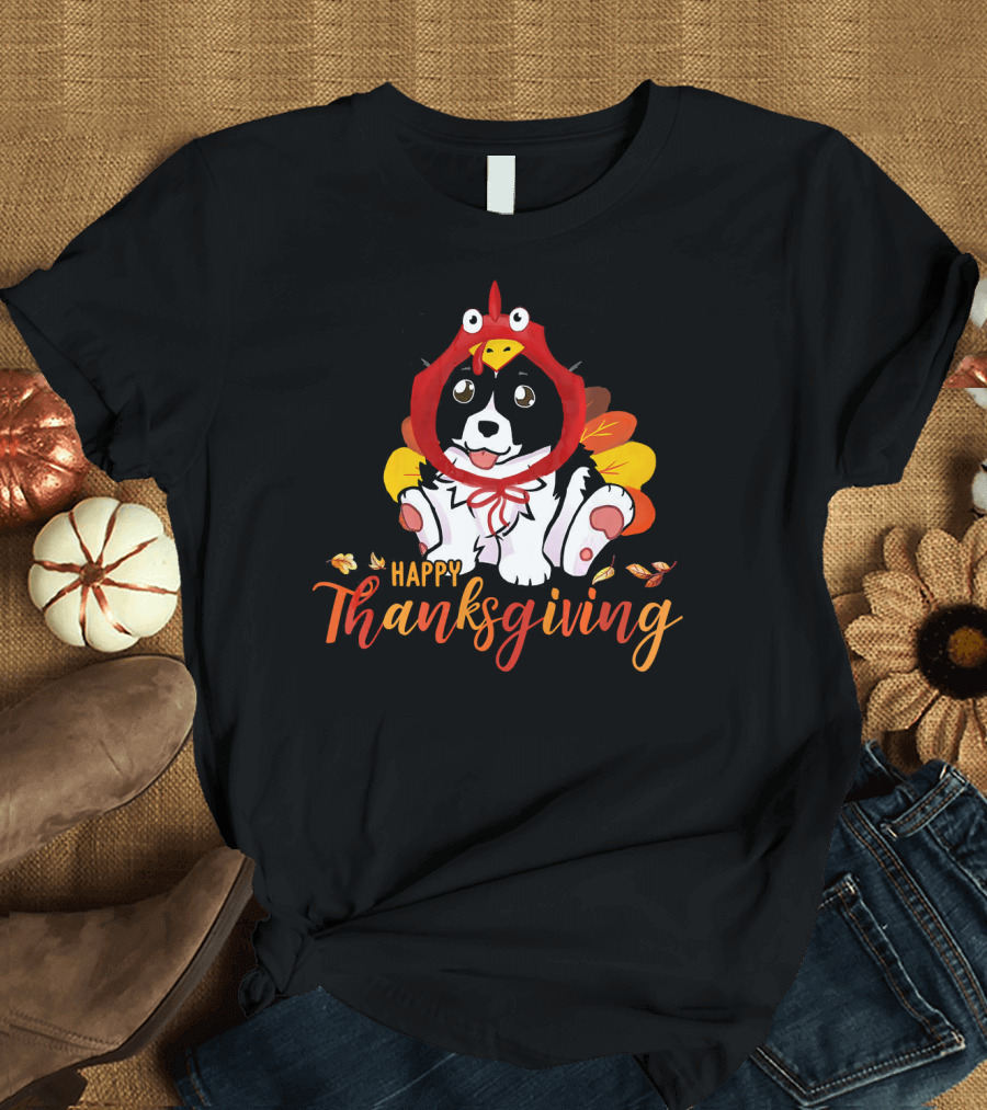 Border Collie Turkey Costume Happy Thanksgiving T-Shirt