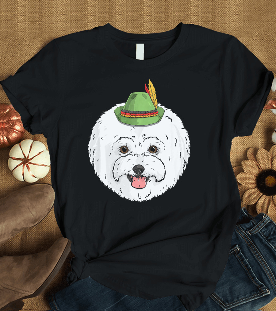 Bichon Frise Dog Oktoberfest German Bavarian Hat T-Shirt