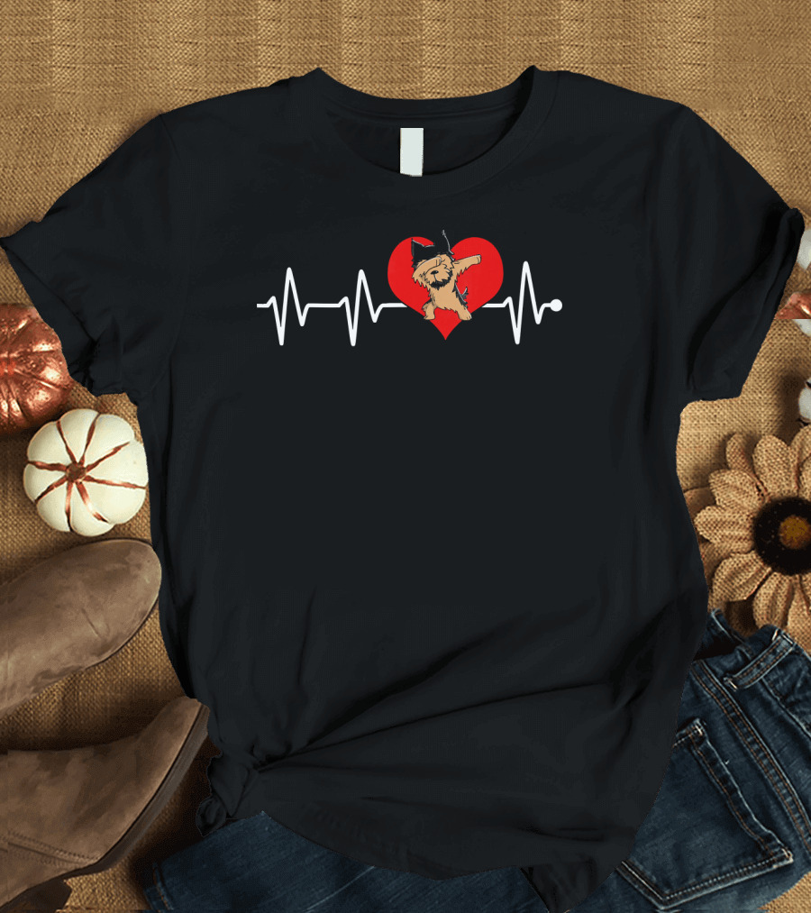 Yorkie Dabbing Heartbeat Love T-Shirt