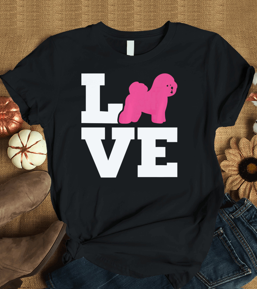 Bichon Frise Love with Pink Dog T-Shirt