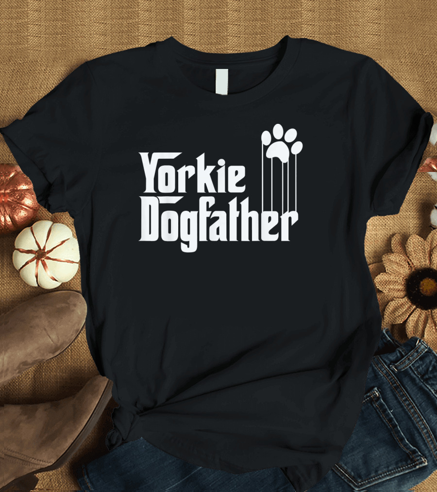 Yorkie Dogfather Mens Dad Paw Icon Father's Day T-Shirt