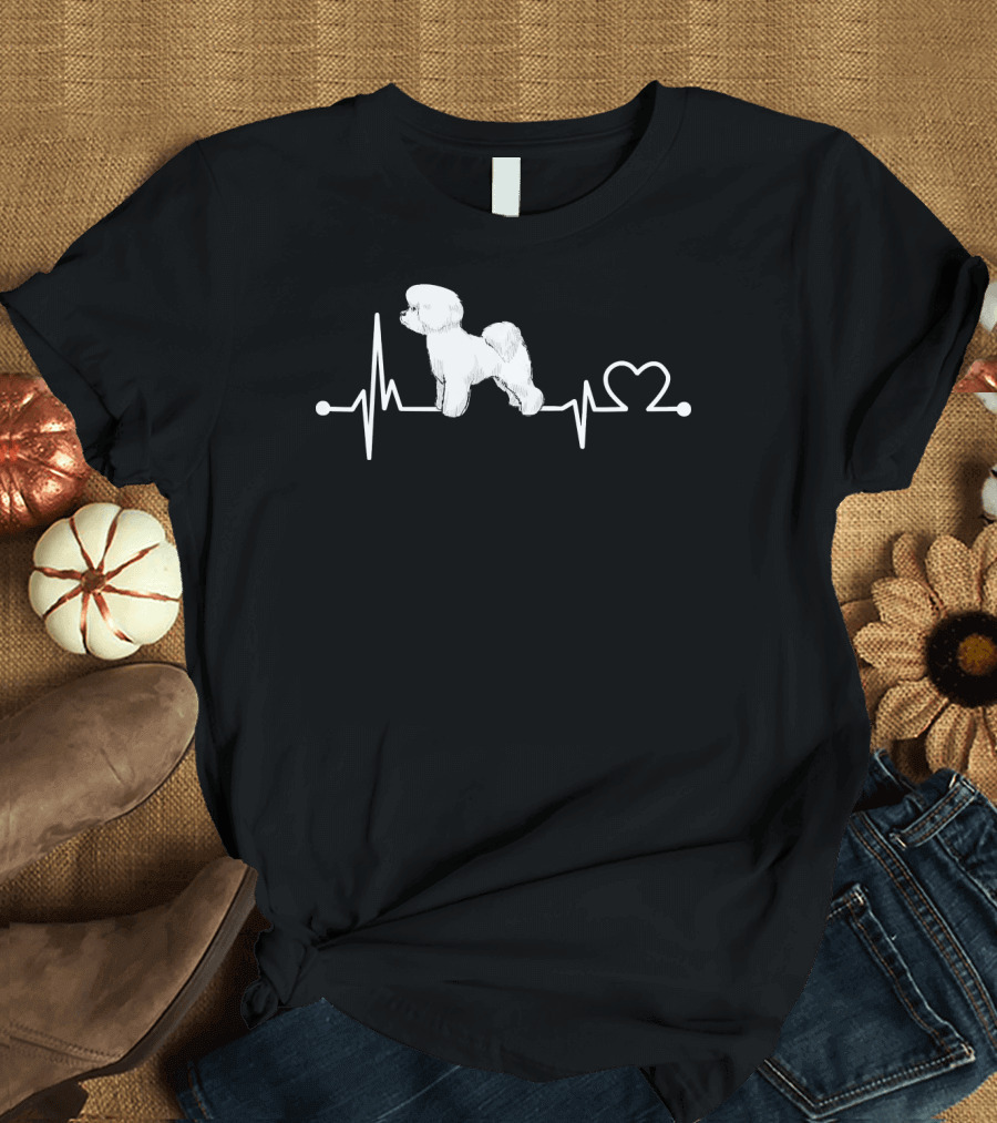 Bichon Frise Heartbeat Funny Love Dog Pet T-Shirt