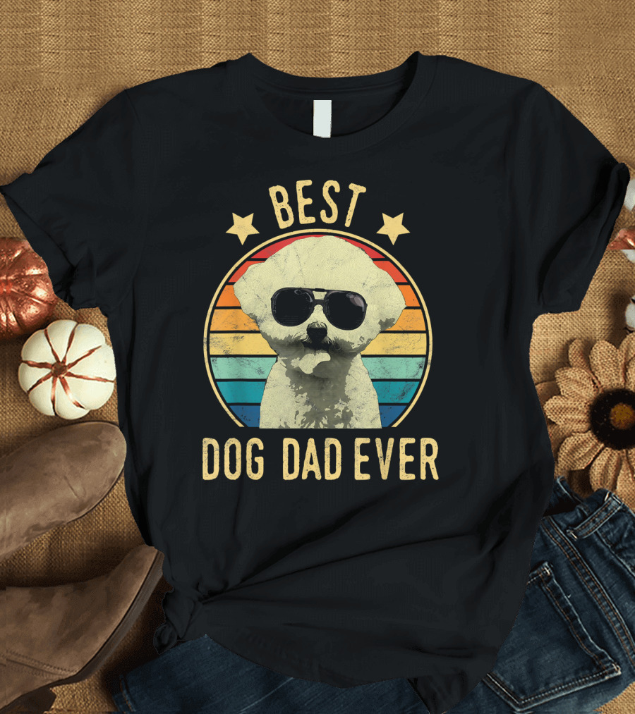 Best Dog Dad Ever Bichon Frise Sunglasses T-Shirt