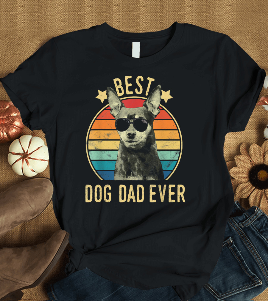 Best Dog Dad Ever Mens Miniature Pinscher Retro Sunglasses T-Shirt