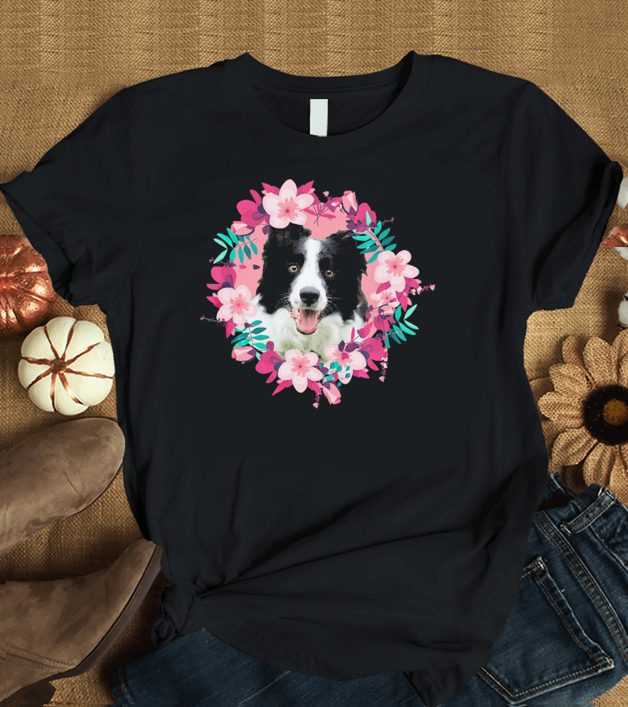 Priceless Border Collie Summer Nostalgia in Floral Bliss T-Shirt