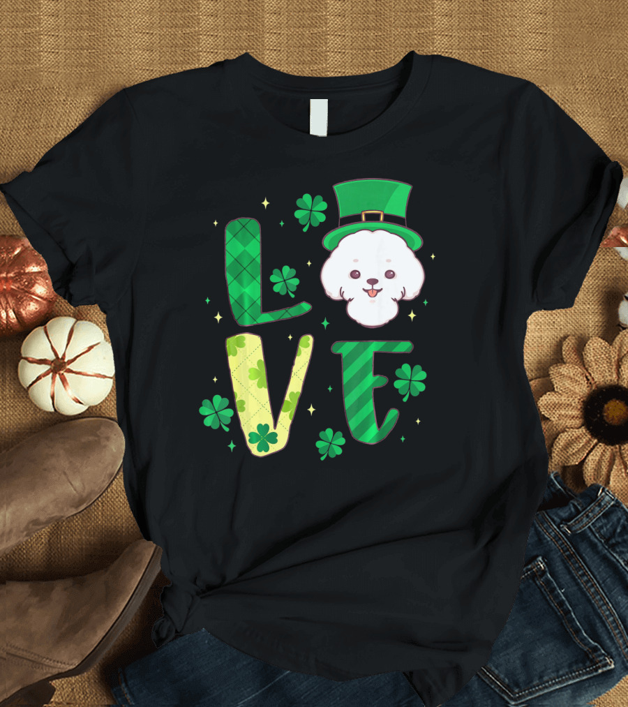 Love Bichon Frise Dog Clover St. Patrick's Day T-Shirt