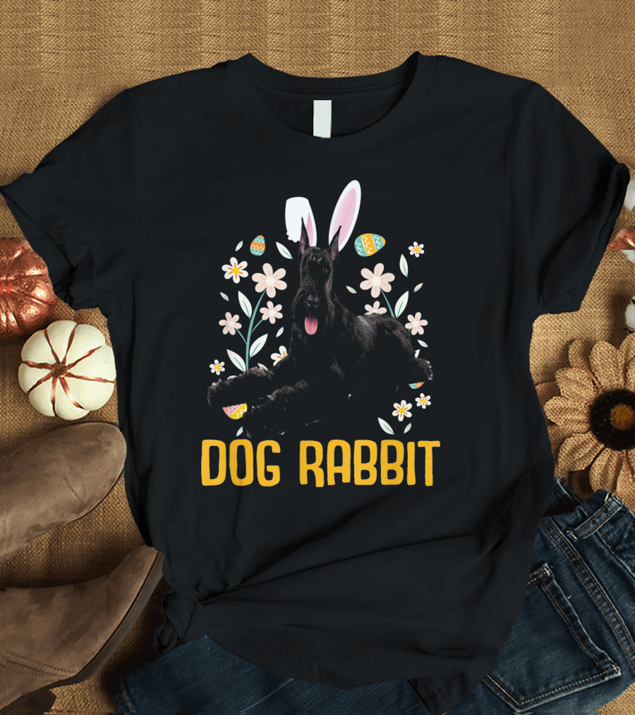 Giant Schnauzer Dog Rabbit Bunny Rabbit Hat Easter T-Shirt