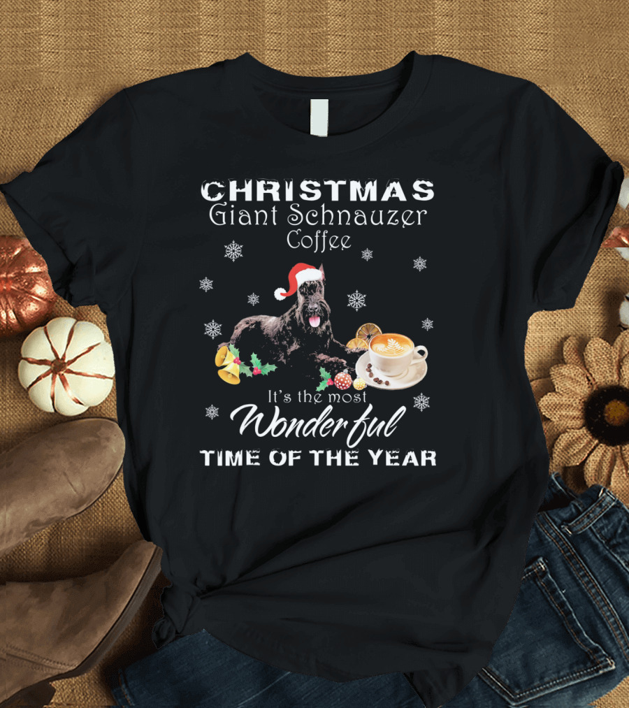 Christmas Giant Schnauzer Coffee It's the Most Wonderful Time of the Year T-Shirt