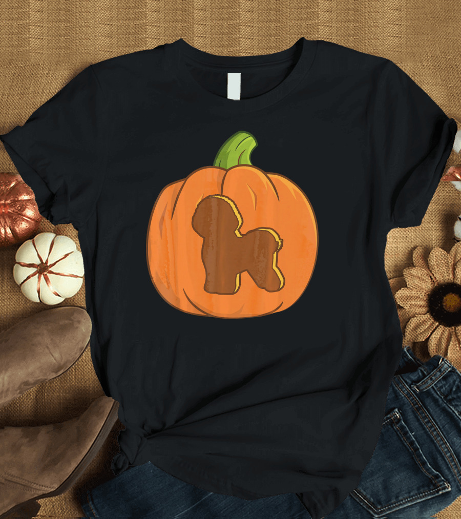Pawsometown Pumpkin Halloween Bichon Frise Carved Pumpkin T-Shirt