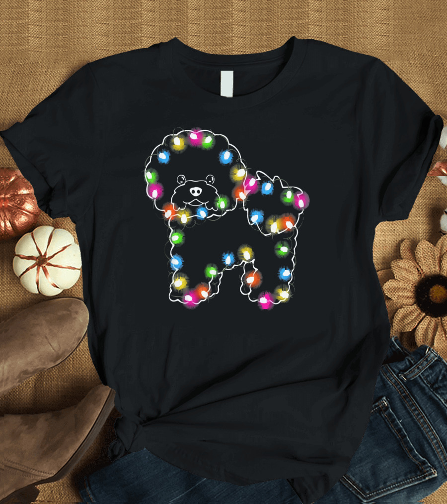 Funny Bichon Frise Dog with Colorful LED Lights T-Shirt