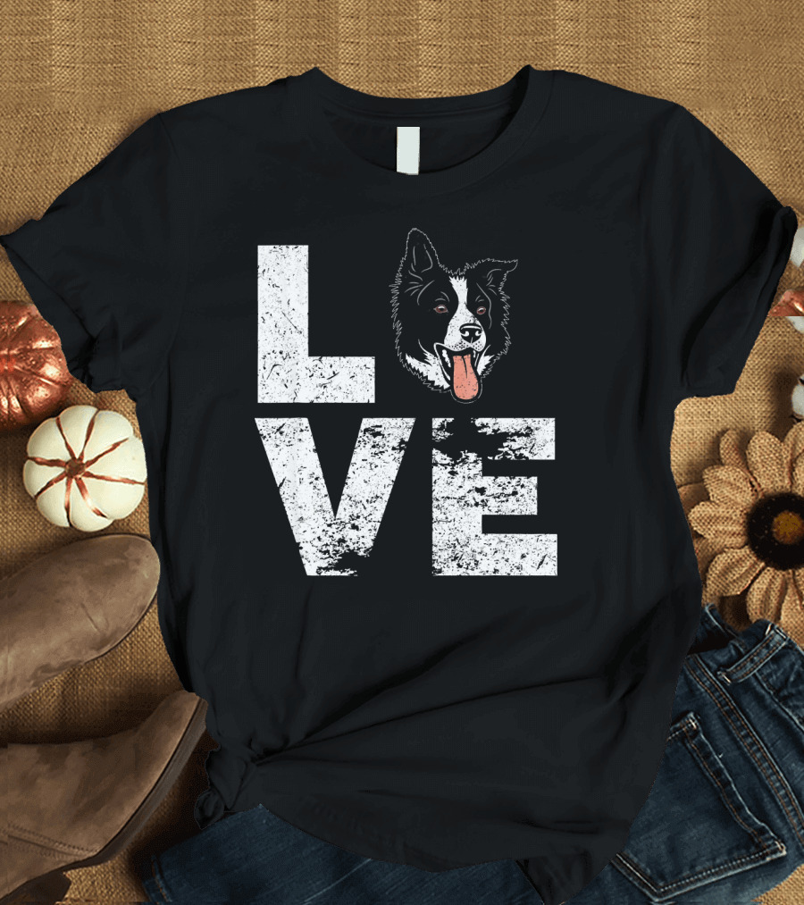 LOVE Border Collie Head T-Shirt