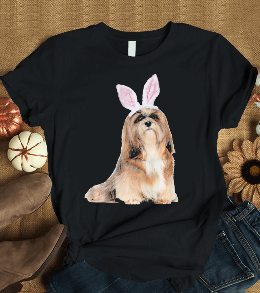 Lhasa Apso with Easter Bunny Ears T-Shirt