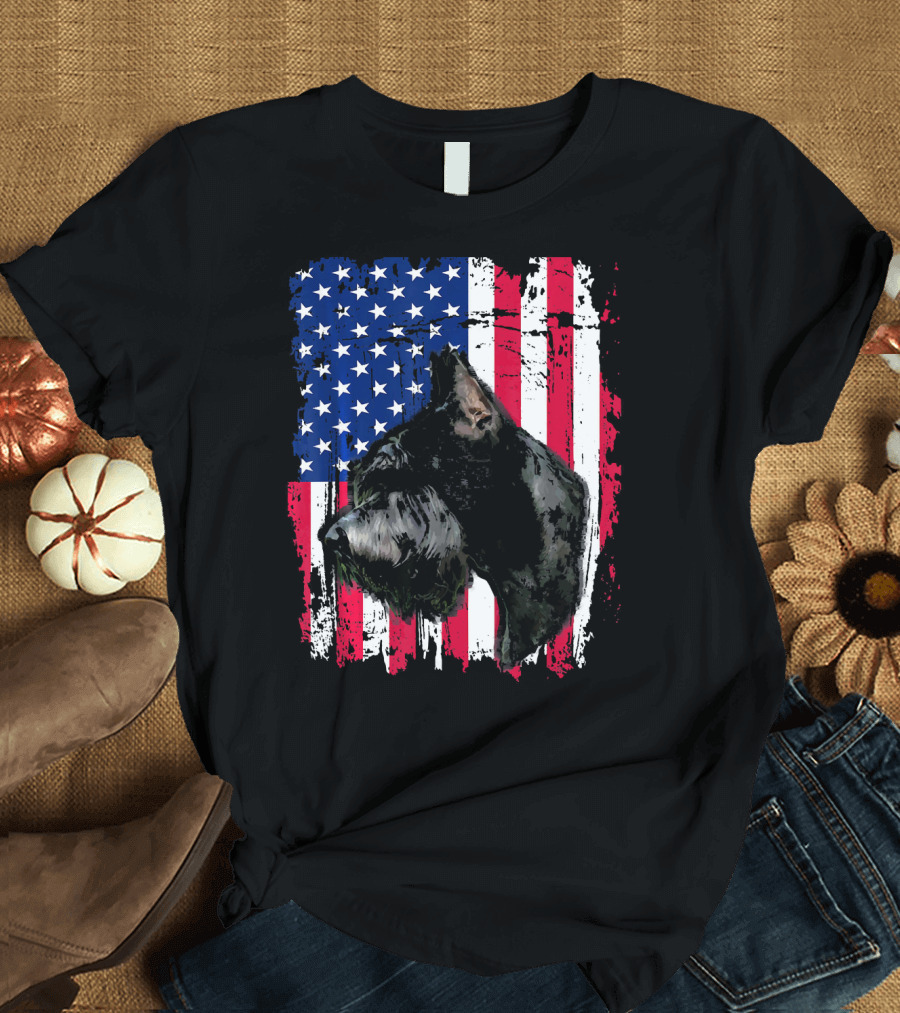 Giant Schnauzer American Flag 4th of July T-Shirt