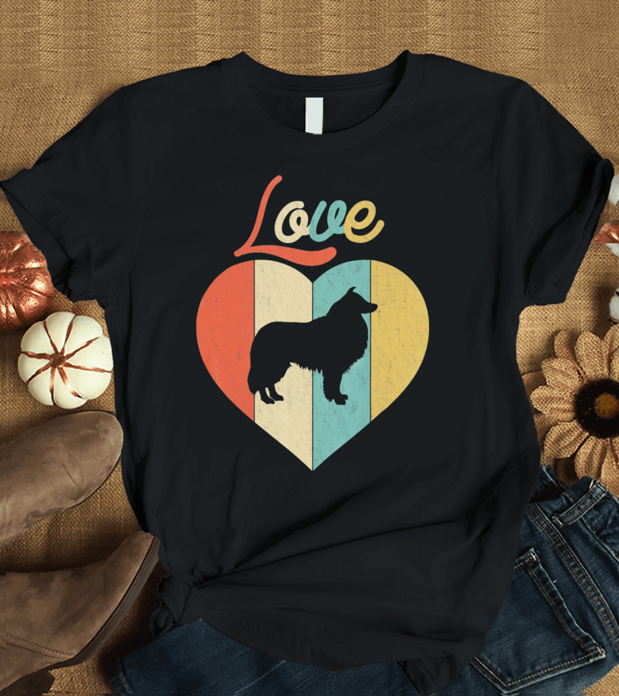 Love Sheltie Vintage Retro Heart T-Shirt